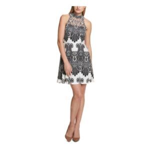 NWT KENSIE Womens Gray Lace Sleeveless Short A-Line Dress Size: 0